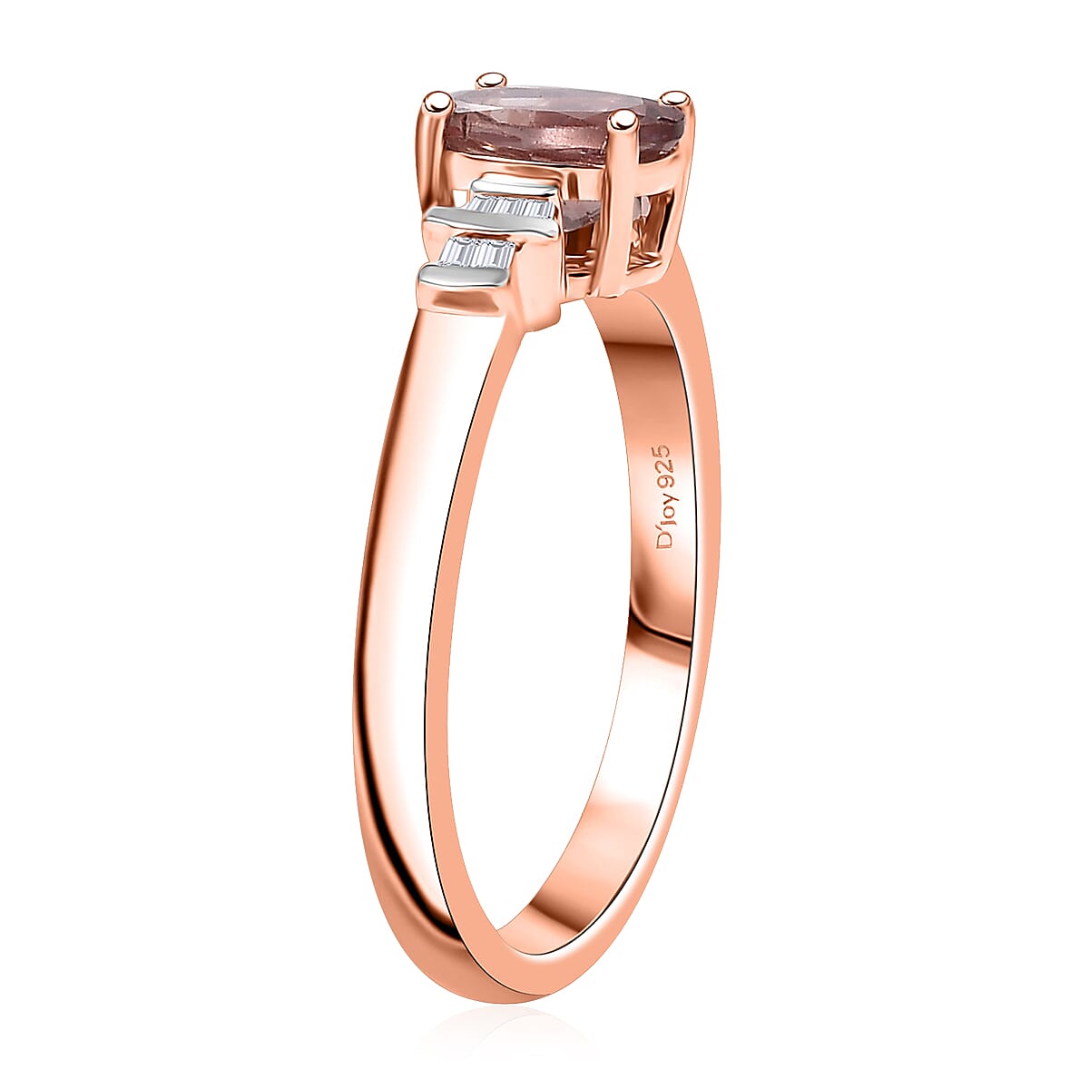 D'Joy Red Apatite and Diamond 0.80 ctw Flame Sleek Ring in 18K Vermeil Rose Gold Over Sterling Silver (Size 10.0)