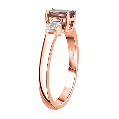 D'Joy Red Apatite and Diamond 0.80 ctw Flame Sleek Ring in 18K Vermeil Rose Gold Over Sterling Silver (Size 10.0)