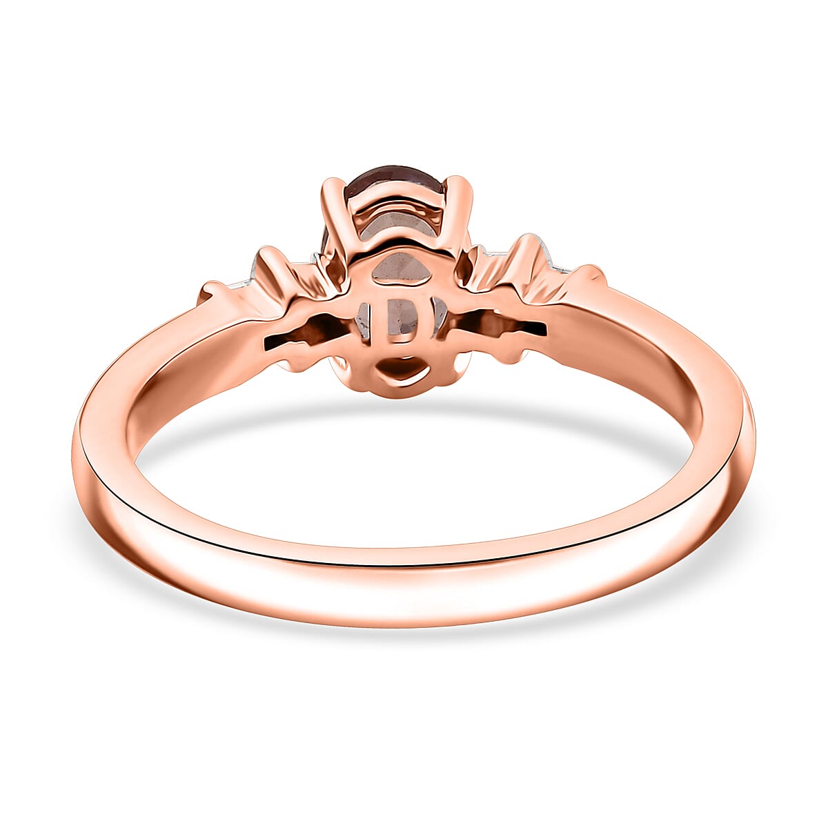 D'Joy Red Apatite and Diamond 0.80 ctw Flame Sleek Ring in 18K Vermeil Rose Gold Over Sterling Silver (Size 10.0)