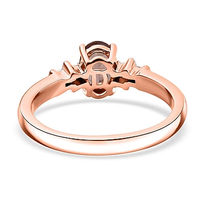 D'Joy Red Apatite and Diamond 0.80 ctw Flame Sleek Ring in 18K Vermeil Rose Gold Over Sterling Silver (Size 10.0)
