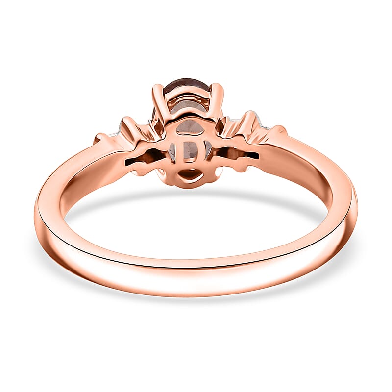 D'Joy Red Apatite and Diamond 0.80 ctw Flame Sleek Ring in 18K Vermeil Rose Gold Over Sterling Silver (Size 10.0)