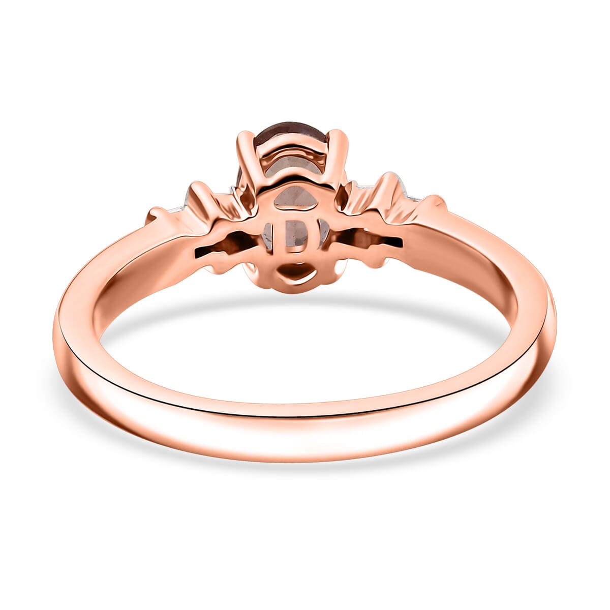 D'Joy Red Apatite and Diamond 0.80 ctw Art Deco Ring in 18K Vermeil Rose Gold Over Sterling Silver (Size 7.0) image number 4