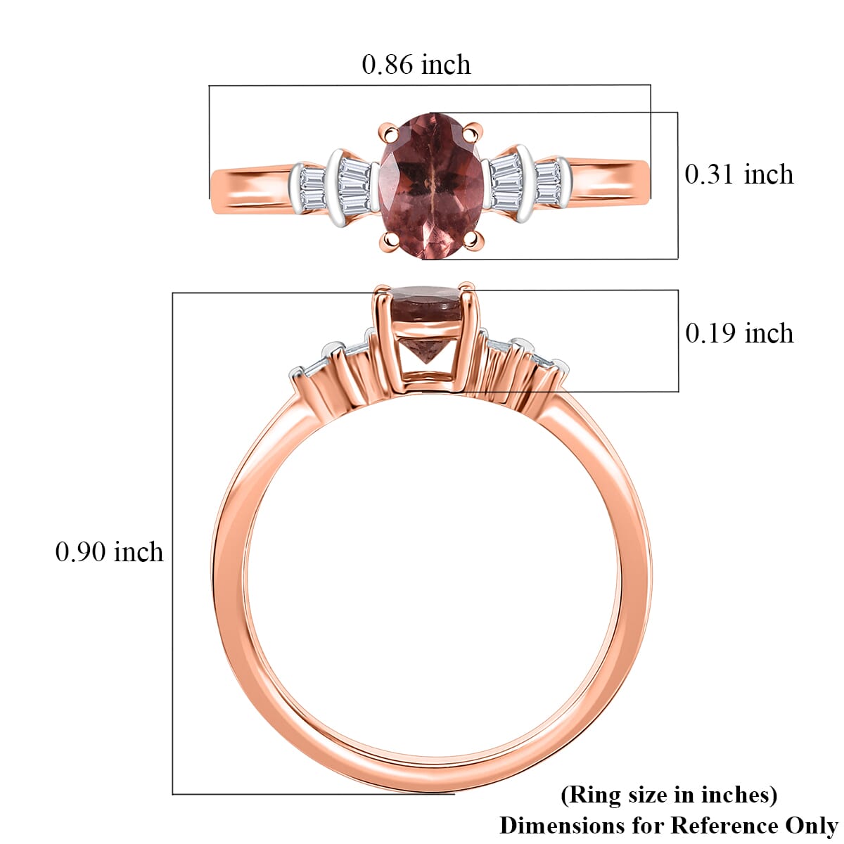 D'Joy Red Apatite and Diamond 0.80 ctw Art Deco Ring in 18K Vermeil Rose Gold Over Sterling Silver (Size 7.0) image number 5