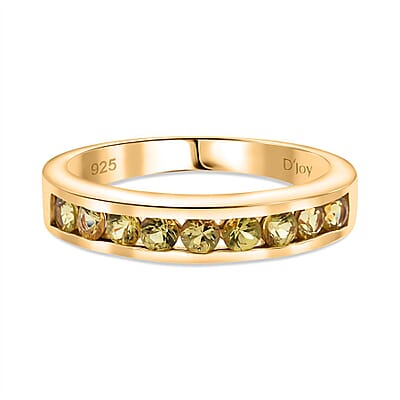 D'Joy Madagascar Yellow Sapphire 0.90 ctw Band Ring in 18K Vermeil Yellow Gold Over Sterling Silver (Size 10.0)