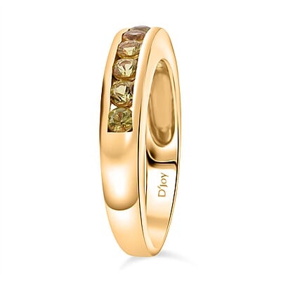 D'Joy Madagascar Yellow Sapphire 0.90 ctw Band Ring in 18K Vermeil Yellow Gold Over Sterling Silver (Size 10.0)