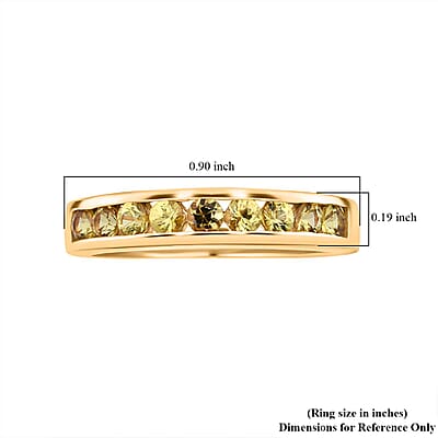 D'Joy Madagascar Yellow Sapphire 0.90 ctw Band Ring in 18K Vermeil Yellow Gold Over Sterling Silver (Size 10.0)