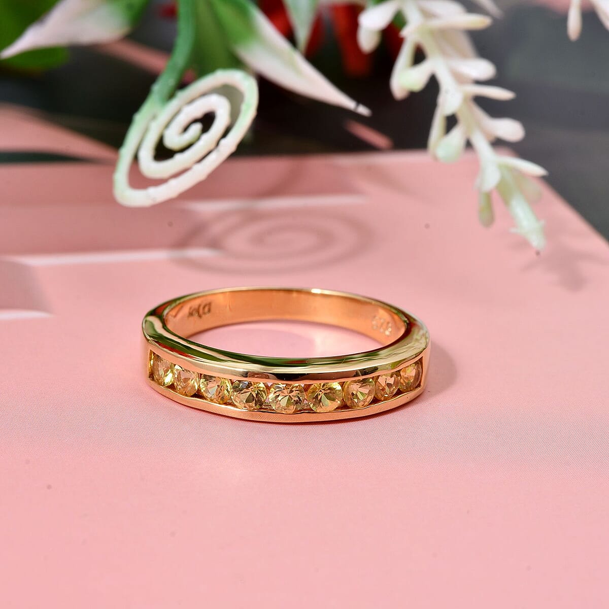 D'Joy Madagascar Yellow Sapphire 0.90 ctw Band Ring in 18K Vermeil Yellow Gold Over Sterling Silver (Size 6.0) image number 1