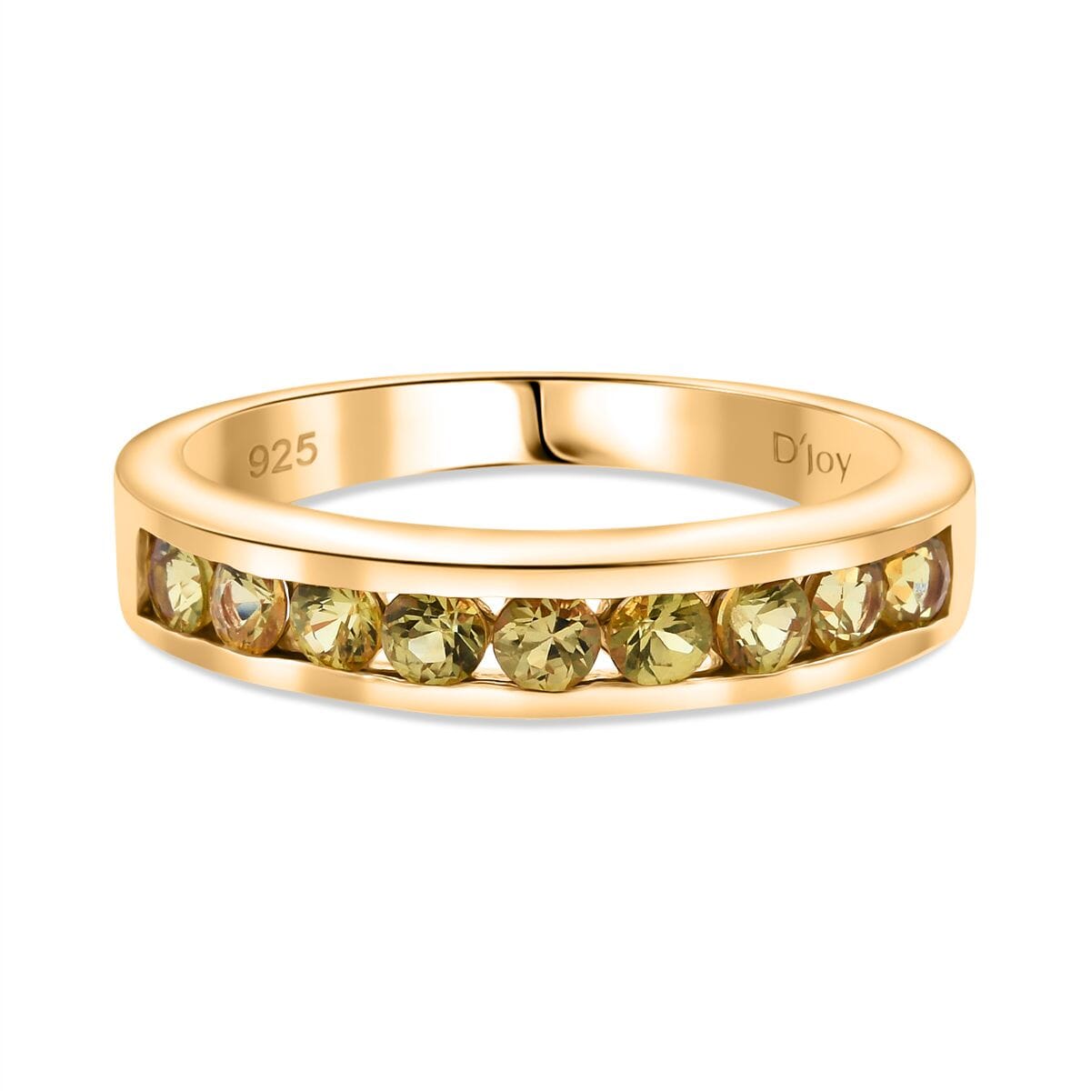 D'Joy Madagascar Yellow Sapphire 0.90 ctw Band Ring in 18K Vermeil Yellow Gold Over Sterling Silver (Size 7.0) (Del. in 10-12 Days)  image number 3