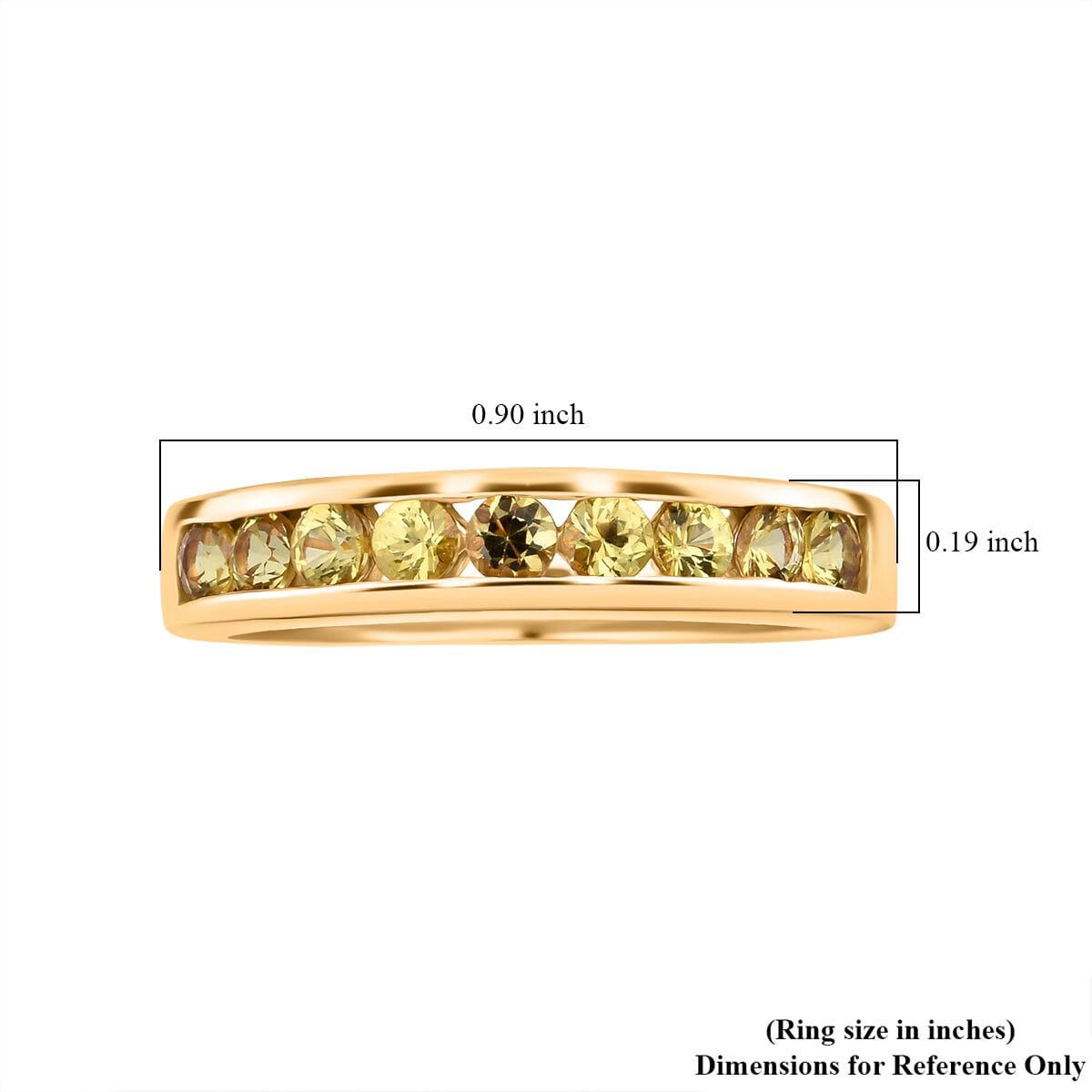 D'Joy Madagascar Yellow Sapphire 0.90 ctw Band Ring in 18K Vermeil Yellow Gold Over Sterling Silver (Size 7.0) (Del. in 10-12 Days)  image number 6