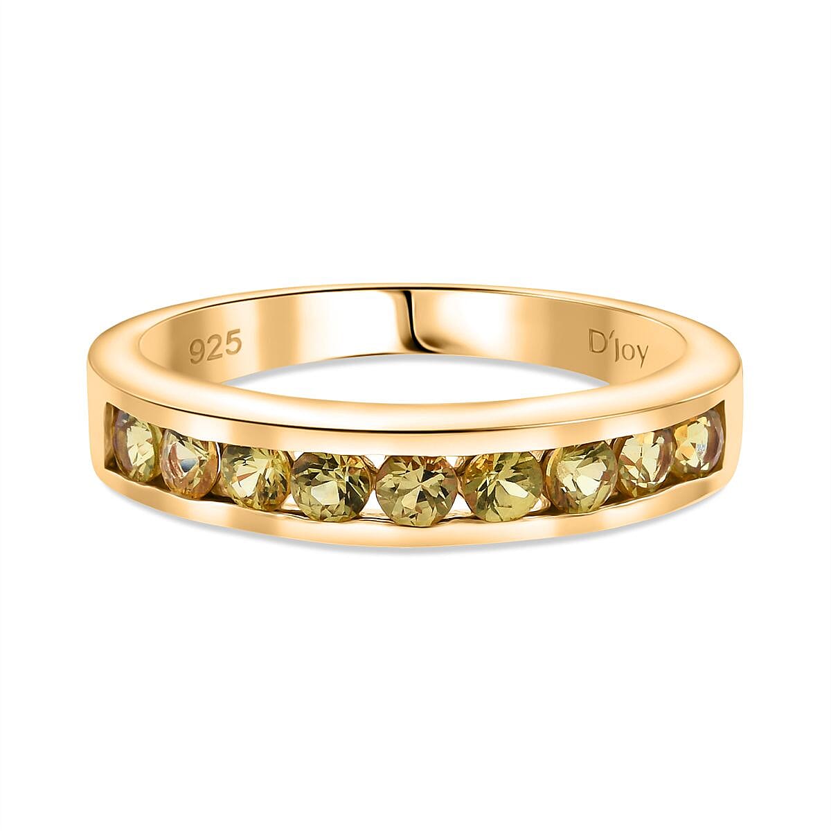 D'Joy Madagascar Yellow Sapphire 0.90 ctw Band Ring in 18K Vermeil Yellow Gold Over Sterling Silver (Size 8.0) image number 3
