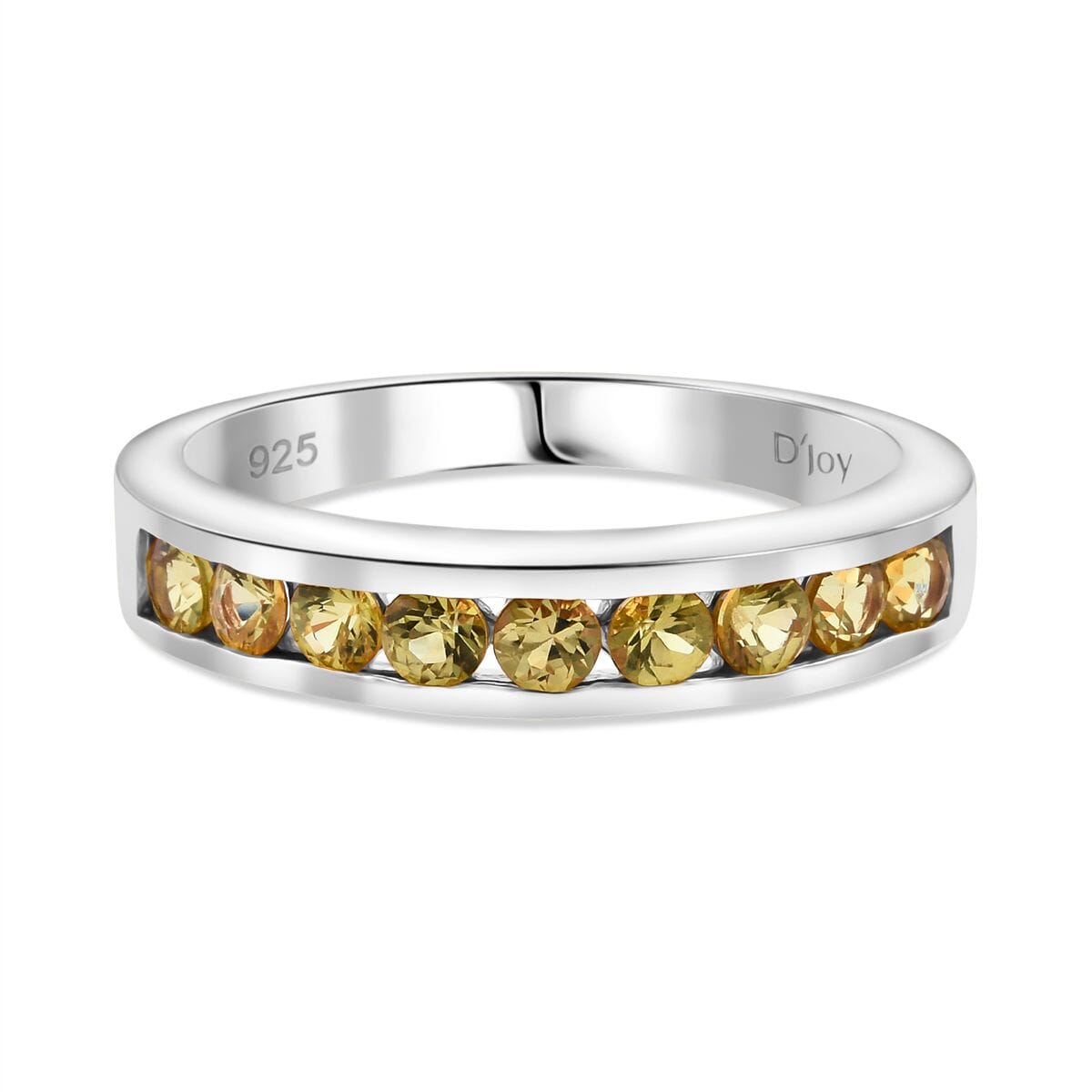 D'Joy Madagascar Yellow Sapphire 0.90 ctw Band Ring in Rhodium Over Sterling Silver (Size 6.0) image number 3