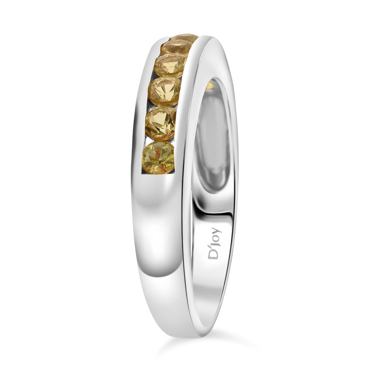 D'Joy Madagascar Yellow Sapphire 0.90 ctw Band Ring in Rhodium Over Sterling Silver (Size 6.0) image number 4