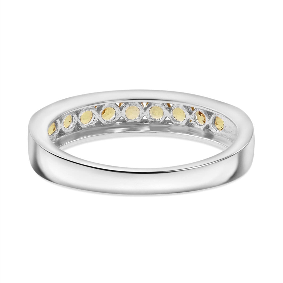 D'Joy Madagascar Yellow Sapphire 0.90 ctw Band Ring in Rhodium Over Sterling Silver (Size 9.0) image number 5