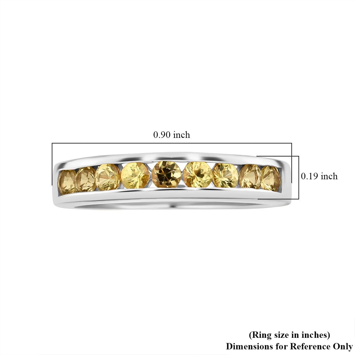 D'Joy Madagascar Yellow Sapphire 0.90 ctw Band Ring in Rhodium Over Sterling Silver (Size 9.0) image number 6