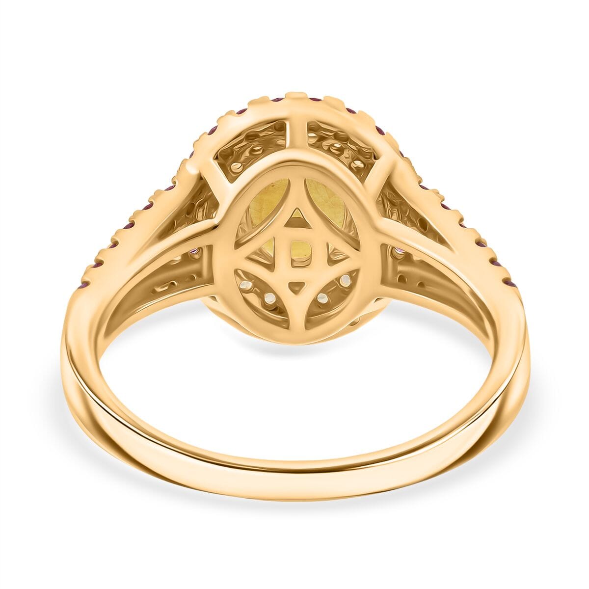 D'Joy Madagascar Yellow Sapphire and Pink Sapphire 2.70 ctw Solstice Royale Ring in 18K Vermeil Yellow Gold Over Sterling Silver (Size 5.0) (Del. in 10-12 Days)  image number 4