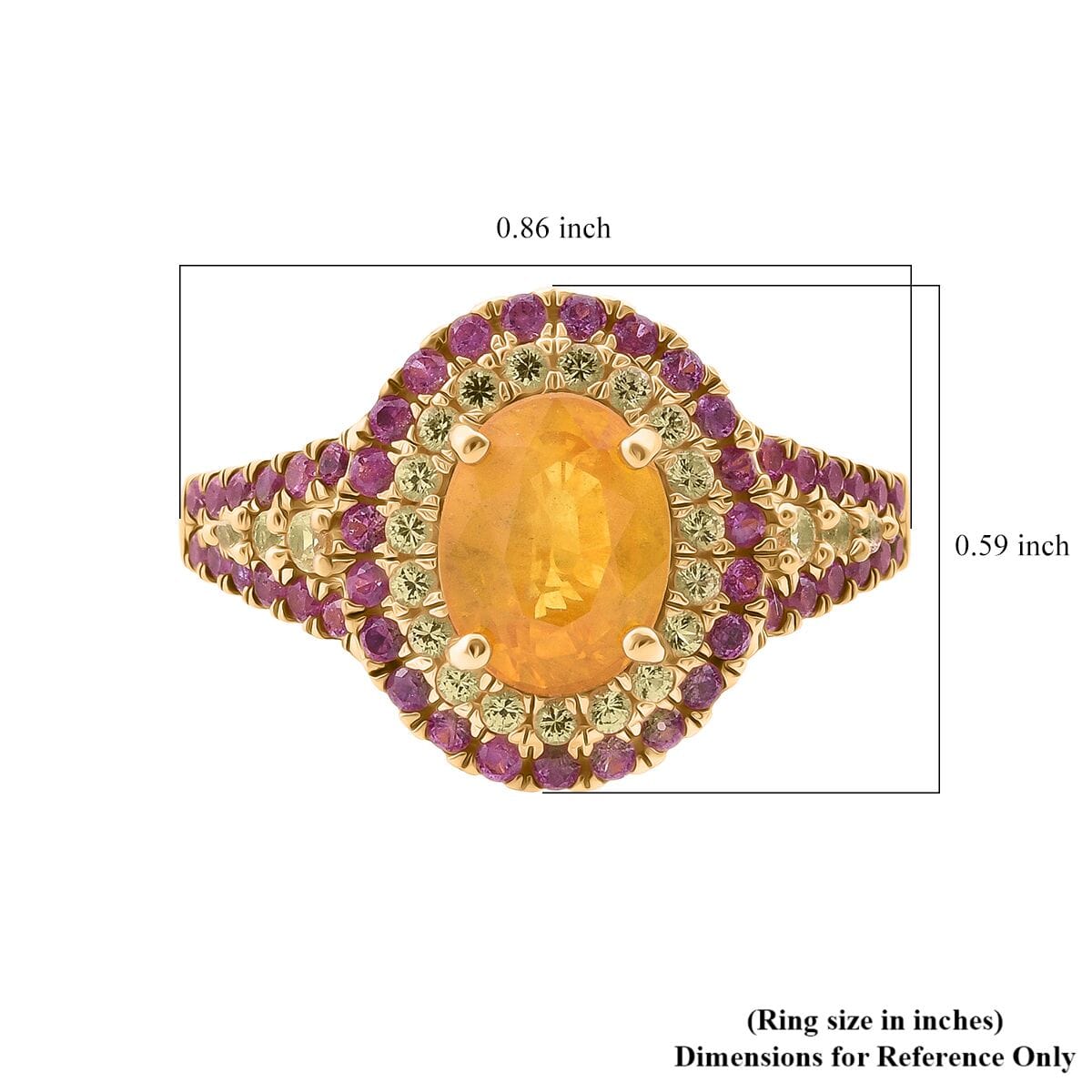D'Joy Madagascar Yellow Sapphire and Pink Sapphire 2.70 ctw Solstice Royale Ring in 18K Vermeil Yellow Gold Over Sterling Silver (Size 5.0) (Del. in 10-12 Days)  image number 5