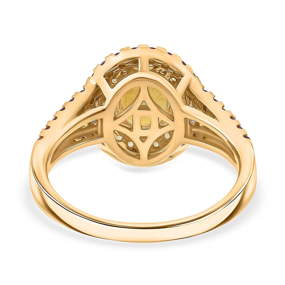 D'Joy Madagascar Yellow Sapphire and Pink Sapphire 2.70 ctw Ring in 18K Vermeil Yellow Gold Over Sterling Silver (Size 6.0) image number 6