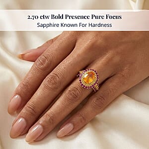 D'Joy Madagascar Yellow Sapphire and Pink Sapphire 2.70 ctw Solstice Royale Ring in 18K Vermeil Yellow Gold Over Sterling Silver (Size 6.0)