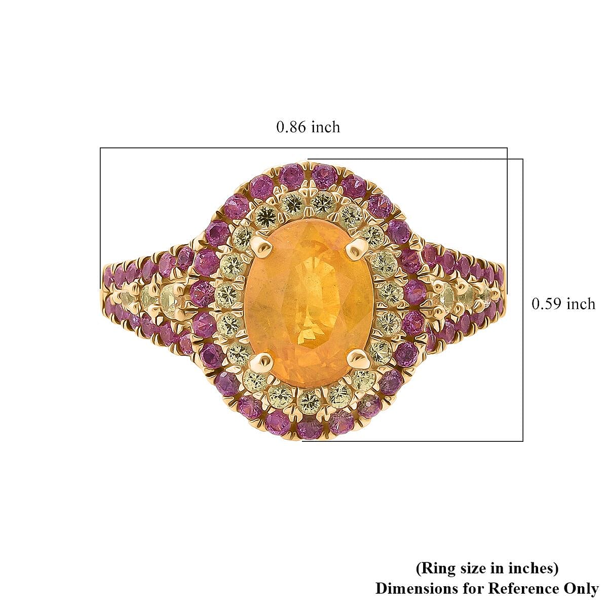 D'Joy Madagascar Yellow Sapphire and Pink Sapphire 2.70 ctw Solstice Royale Ring in 18K Vermeil Yellow Gold Over Sterling Silver (Size 9.0) image number 5