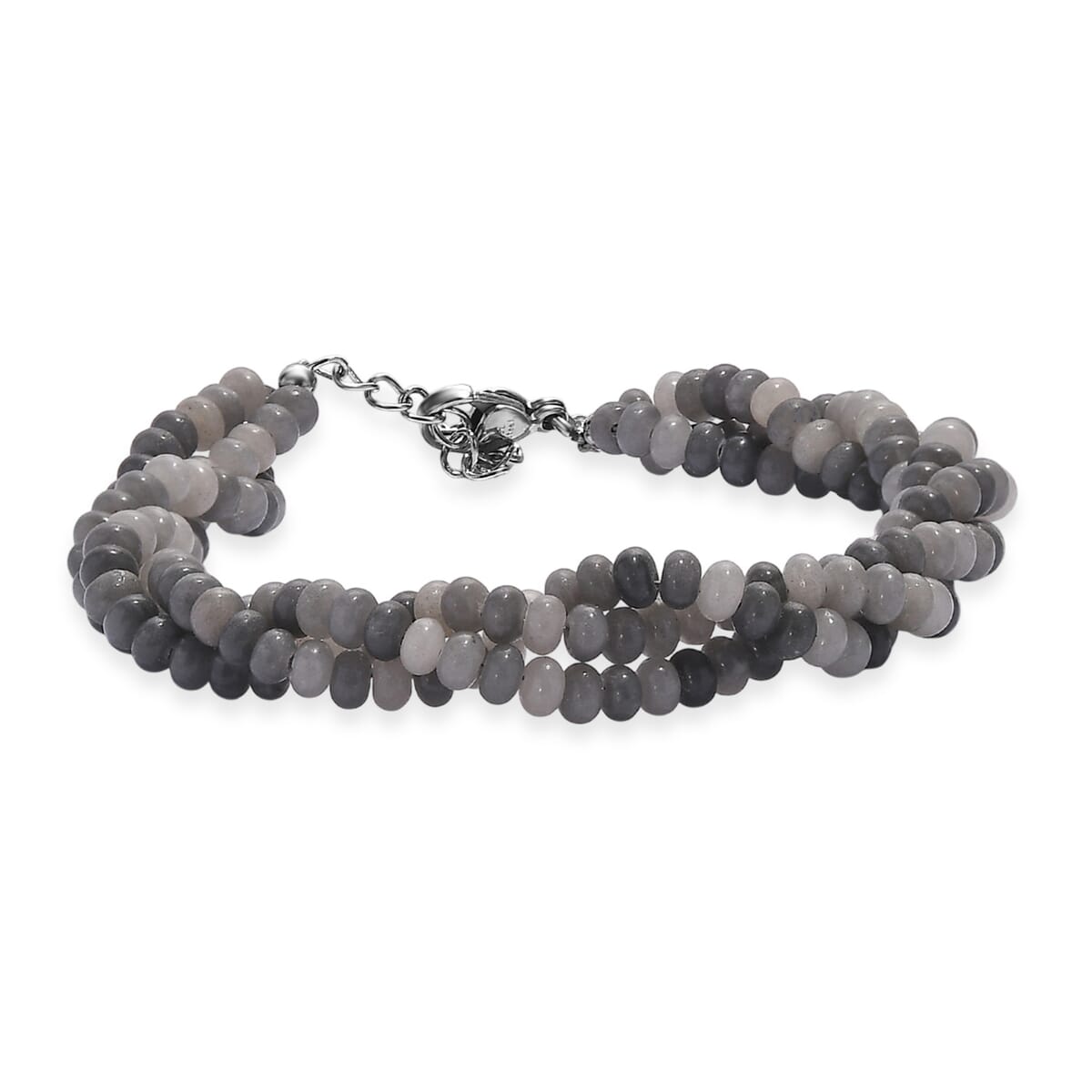 Grey Moonstone 70.00 ctw Beaded 2 Row Bracelet in Stainless Steel (7.25 In) image number 0