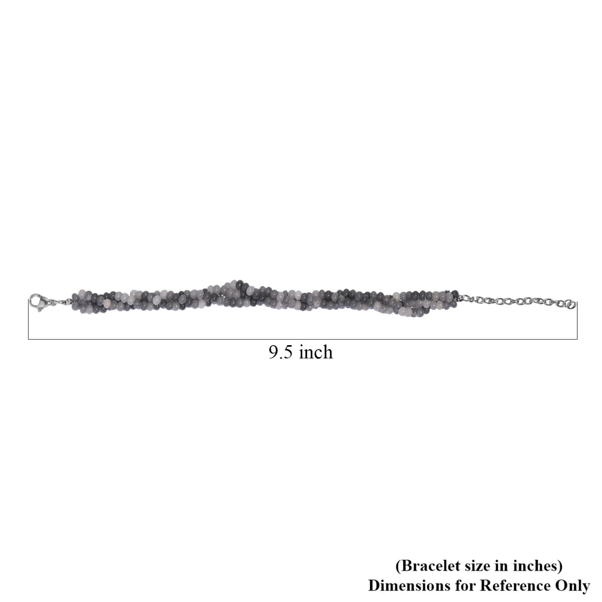Grey Moonstone 70.00 ctw Beaded 2 Row Bracelet in Stainless Steel (7.25 In) image number 4