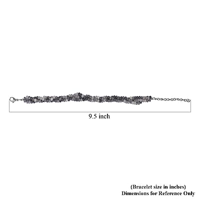 Grey Moonstone 70.00 ctw Beaded 2 Row Bracelet in Stainless Steel (7.25 In)