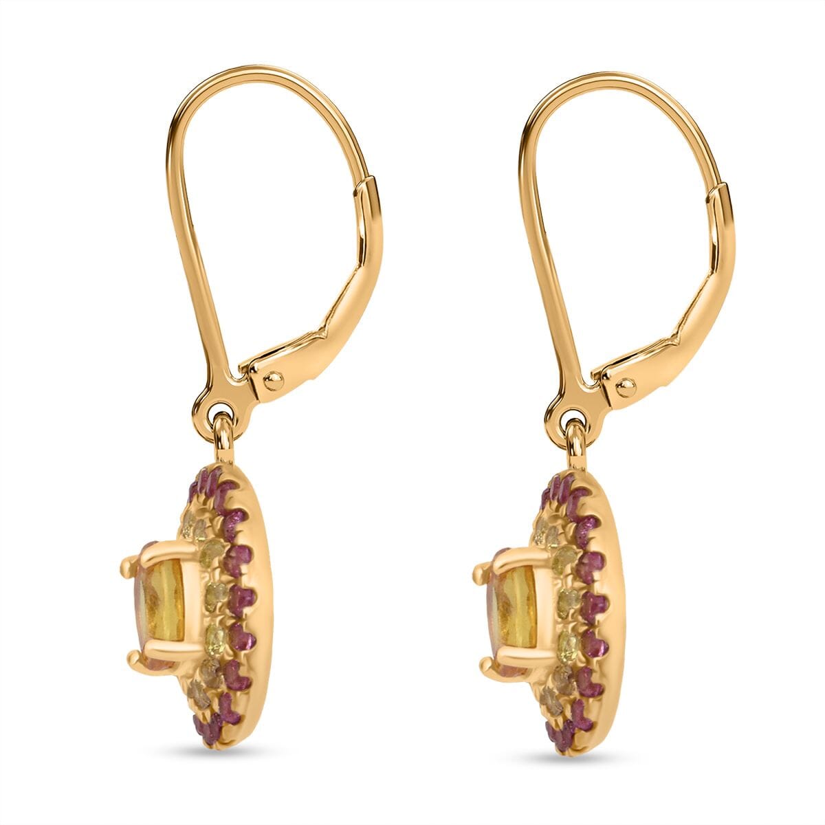 D'Joy Madagascar Yellow Sapphire and Pink Sapphire 1.75 ctw Solstice Royale Earrings in 18K Vermeil Yellow Gold Over Sterling Silver (Del. in 10-12 Days)  image number 3