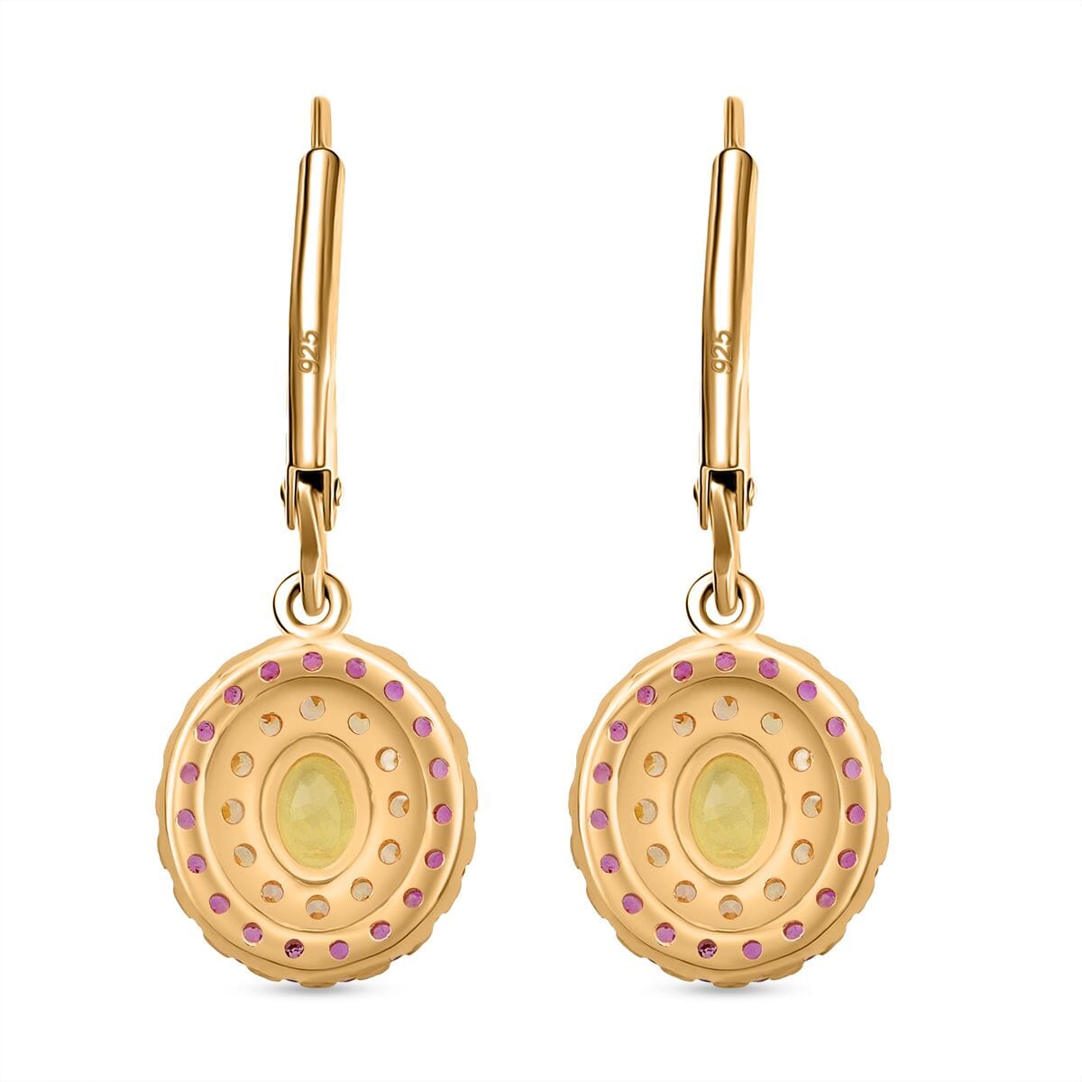 D'Joy Madagascar Yellow Sapphire and Pink Sapphire 1.75 ctw Solstice Royale Earrings in 18K Vermeil Yellow Gold Over Sterling Silver (Del. in 10-12 Days)  image number 4