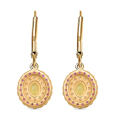 D'Joy Madagascar Yellow Sapphire and Pink Sapphire 1.75 ctw Solstice Royale Earrings in 18K Vermeil Yellow Gold Over Sterling Silver