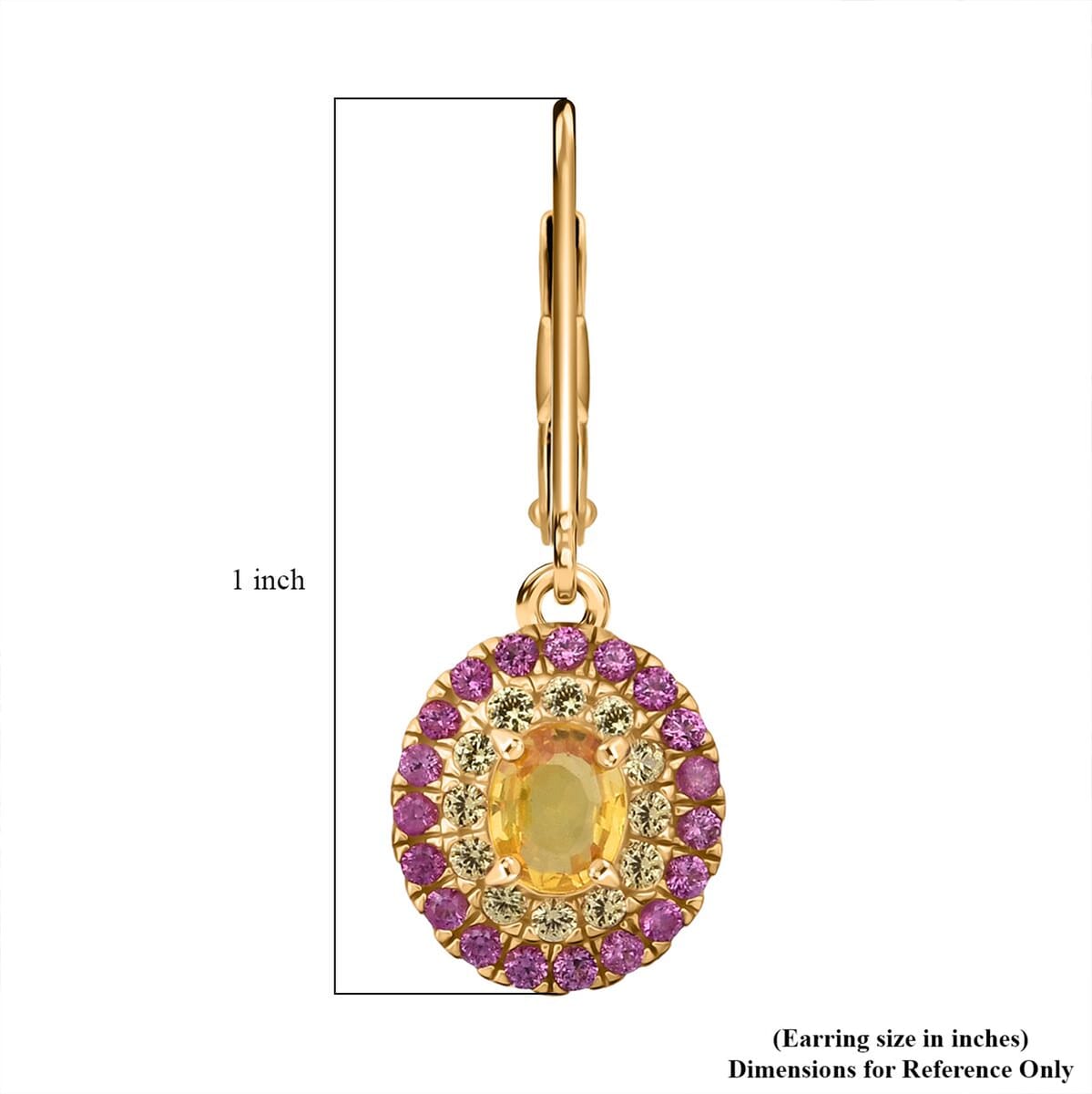D'Joy Madagascar Yellow Sapphire and Pink Sapphire 1.75 ctw Solstice Royale Earrings in 18K Vermeil Yellow Gold Over Sterling Silver (Del. in 10-12 Days)  image number 5