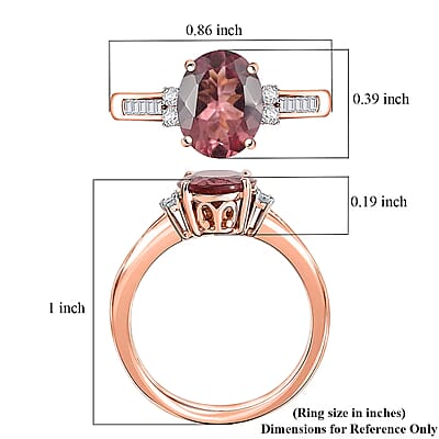 Luxoro AAA Red Apatite and G-H I2 Diamond 2.90 ctw Firelight Crown Ring in 10K Rose Gold (Size 12.0)