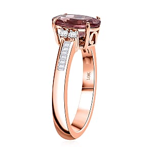 Luxoro AAA Red Apatite and G-H I2 Diamond 2.90 ctw Firelight Crown Ring in 10K Rose Gold (Size 6.0)