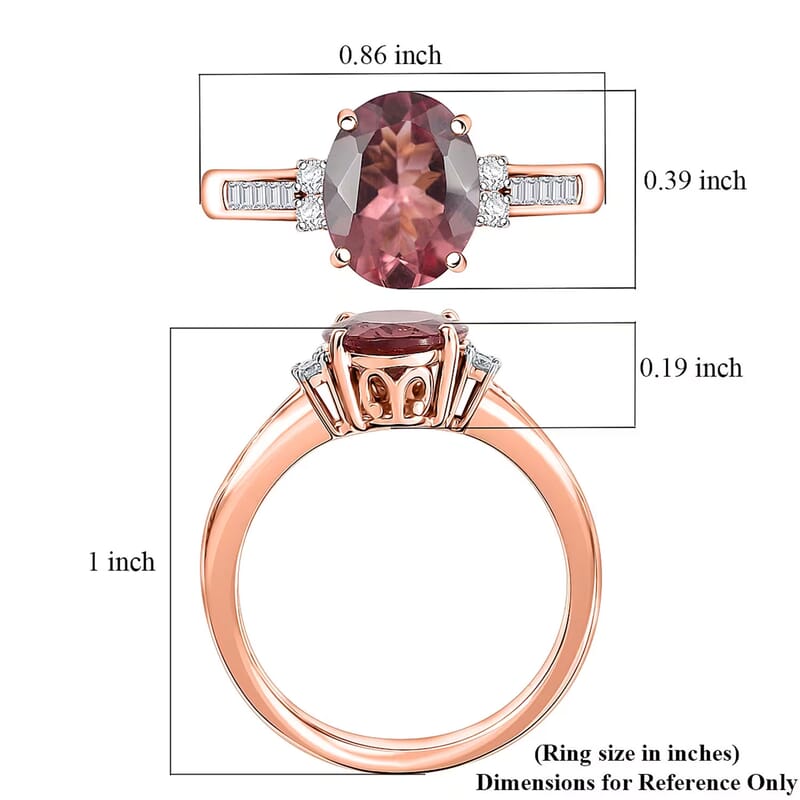 Luxoro AAA Red Apatite and G-H I2 Diamond 2.90 ctw Firelight Crown Ring in 10K Rose Gold (Size 6.0)