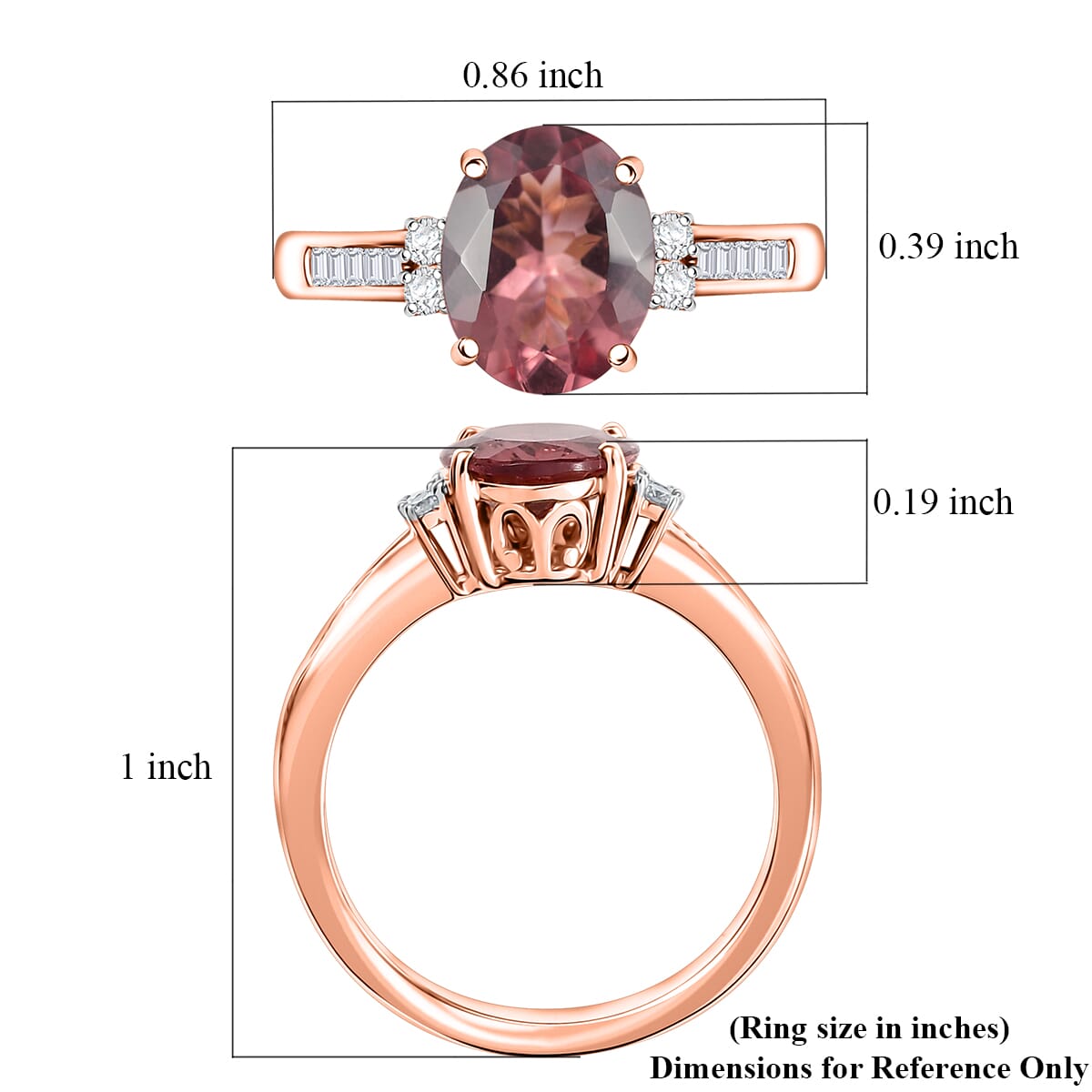 Luxoro AAA Red Apatite and G-H I2 Diamond 2.90 ctw Art Deco Ring in 10K Rose Gold (Size 7.0) image number 5
