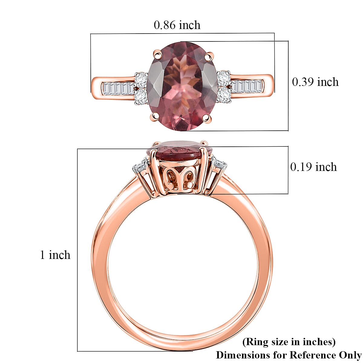 Luxoro AAA Red Apatite and G-H I2 Diamond 2.90 ctw Firelight Crown Ring in 10K Rose Gold (Size 9.0) image number 5