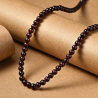 D'Joy AAA Mozambique Garnet 145.00 ctw Celebrity Beaded Necklace in 18K Vermeil Yellow Gold Over Sterling Silver 20 Inches