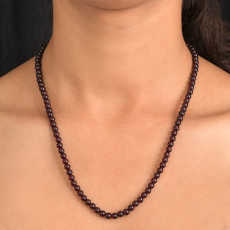 D'Joy AAA Mozambique Garnet 145.00 ctw Celebrity Beaded Necklace in 18K Vermeil Yellow Gold Over Sterling Silver 20 Inches