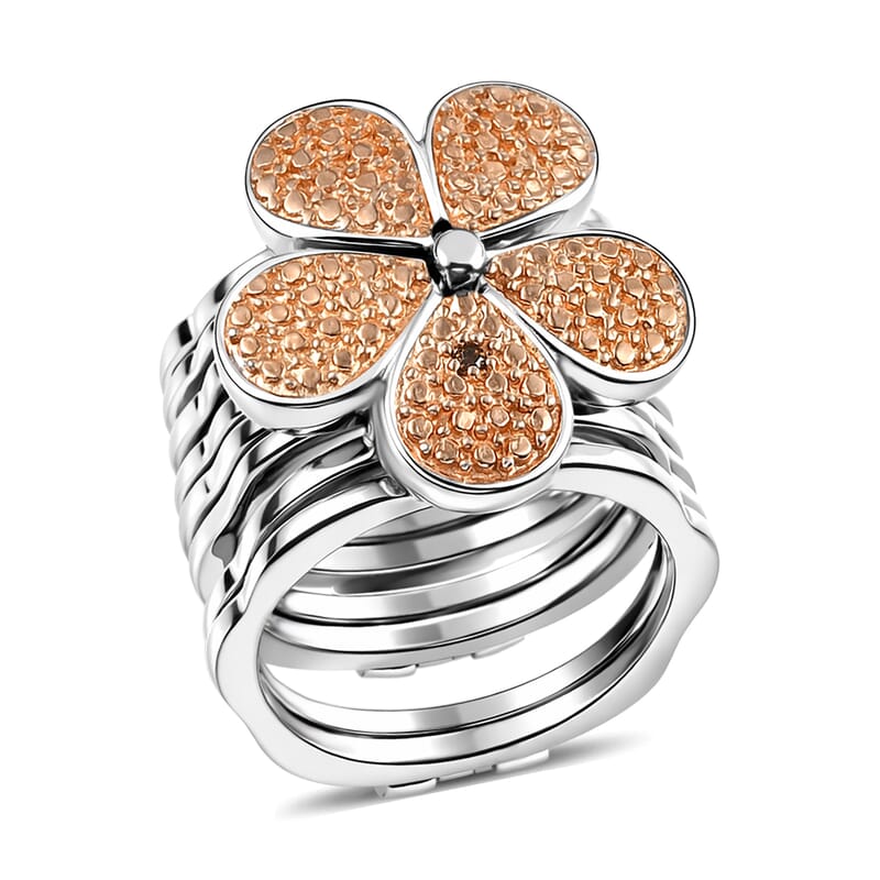 EverTrue Natural Champagne Diamond Ring (Size 6.0) or Convertible Bracelet (7.0In) in Platinum Bond