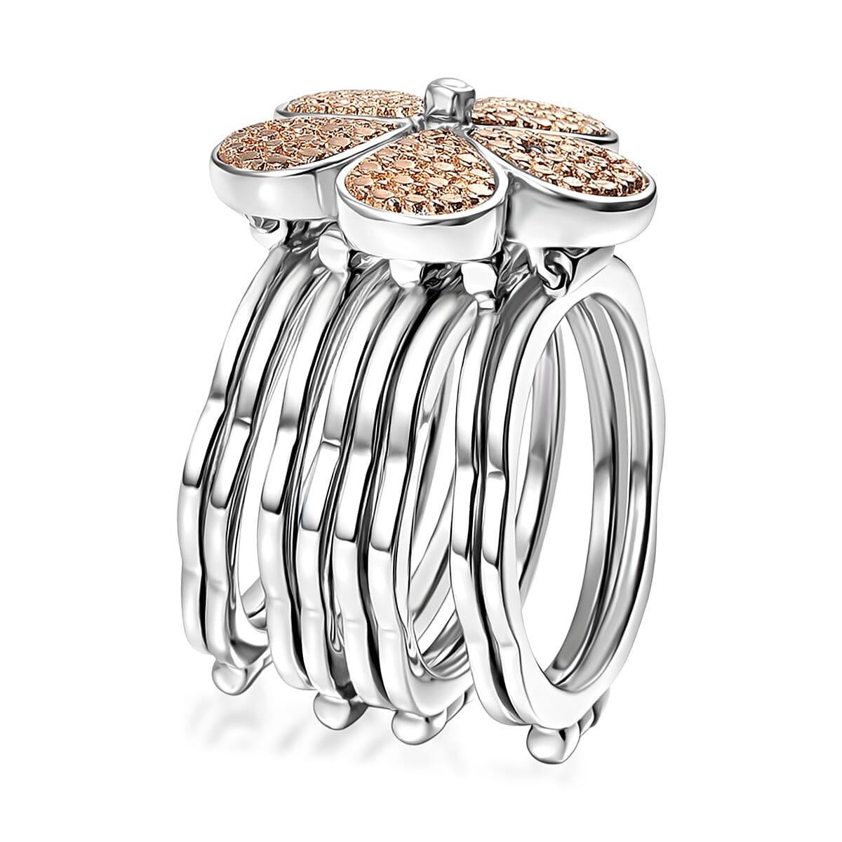 EverTrue Natural Champagne Diamond Ring (Size 8.0) or Convertible Bracelet (7.50In) in Platinum Bond