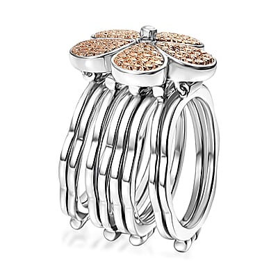 EverTrue Natural Champagne Diamond Ring (Size 8.0) or Convertible Bracelet (7.50In) in Platinum Bond