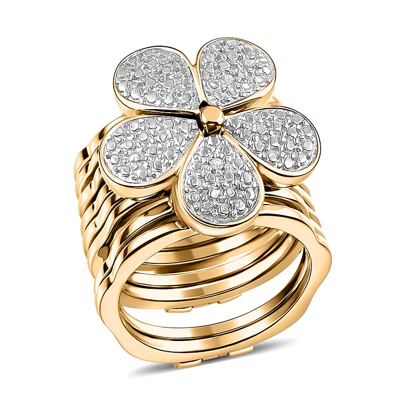 EverTrue White Diamond Ring (Size 8.0) or Convertible Bracelet (7.50In) in 18K YG Plated