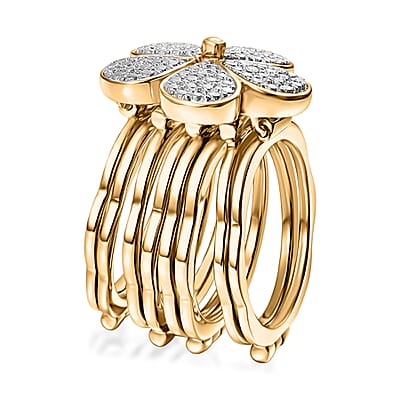 EverTrue White Diamond Ring (Size 8.0) or Convertible Bracelet (7.50In) in 18K YG Plated