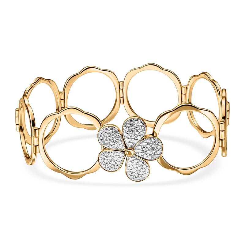 EverTrue White Diamond Ring (Size 8.0) or Convertible Bracelet (7.50In) in 18K YG Plated