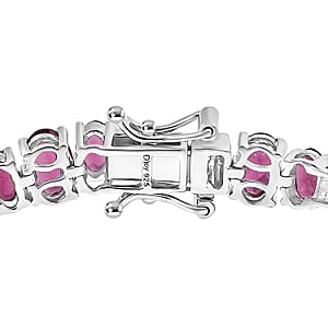 D'Joy AAA Radiant Ember Garnet and Diamond 15.00 ctw Bracelet in Rhodium Over Sterling Silver (7.25 In)