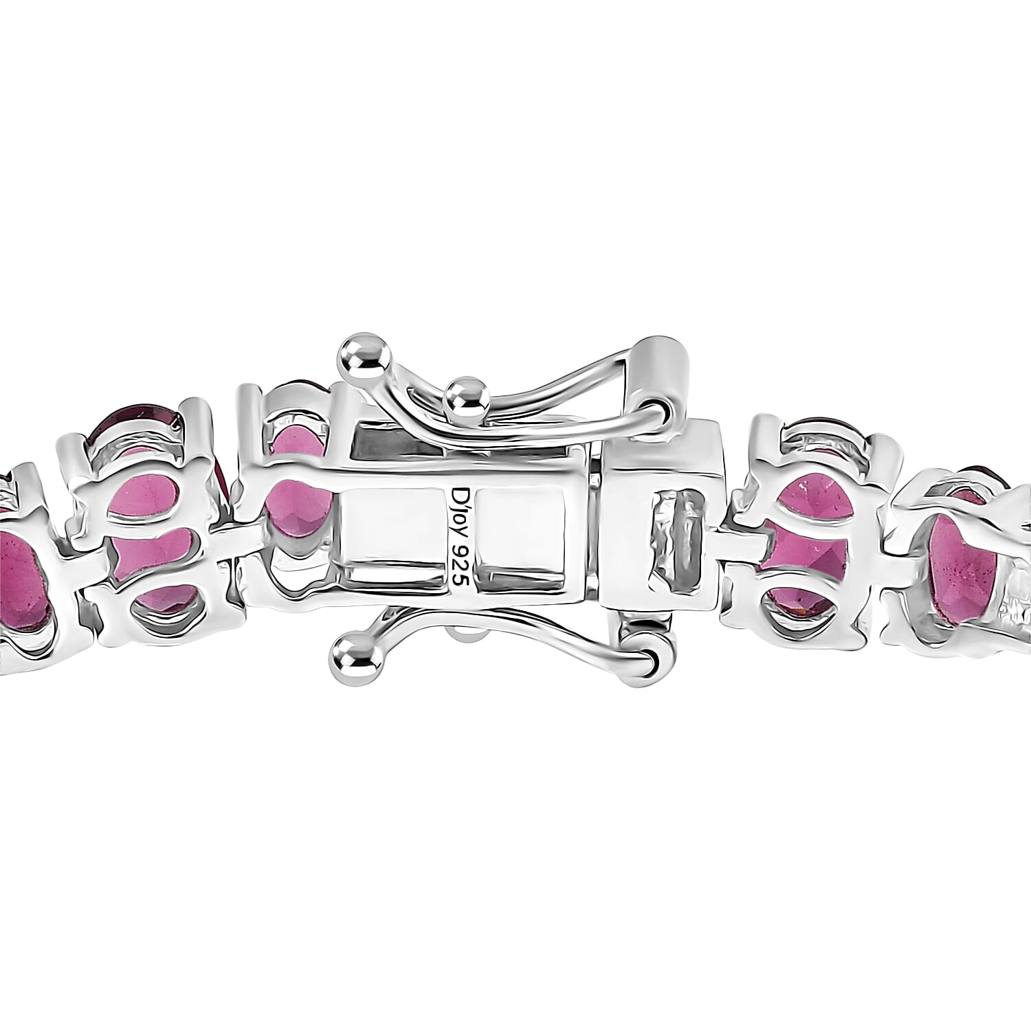 D'Joy AAA Radiant Ember Garnet and Diamond 13.10 ctw Bracelet in Rhodium Over Sterling Silver (6.50 In)
