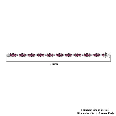 D'Joy AAA Radiant Ember Garnet and Diamond 13.10 ctw Bracelet in Rhodium Over Sterling Silver (6.50 In)