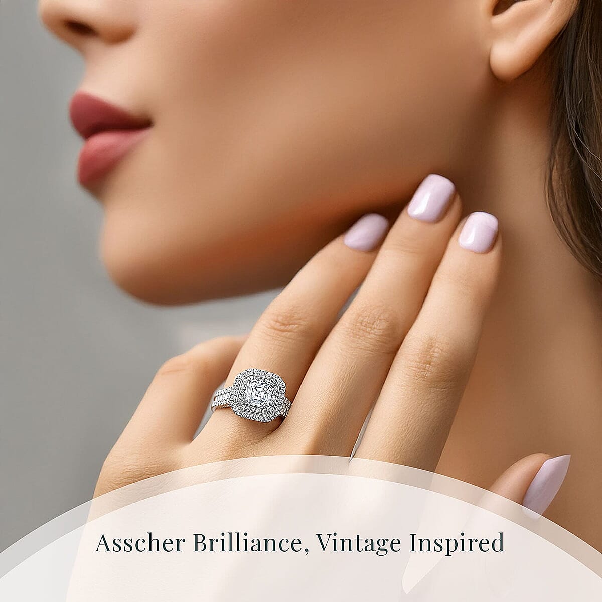 IGI Certified Asscher Cut Luxuriant Lab Grown Diamond E-F VS 3.00 ctw Ring in 950 Platinum (Size 10.0) image number 1