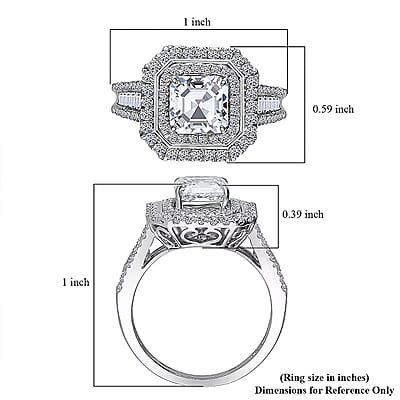 IGI Certified Asscher Cut Luxuriant Lab Grown Diamond E-F VS 3.00 ctw Ring in 950 Platinum (Size 10.0)