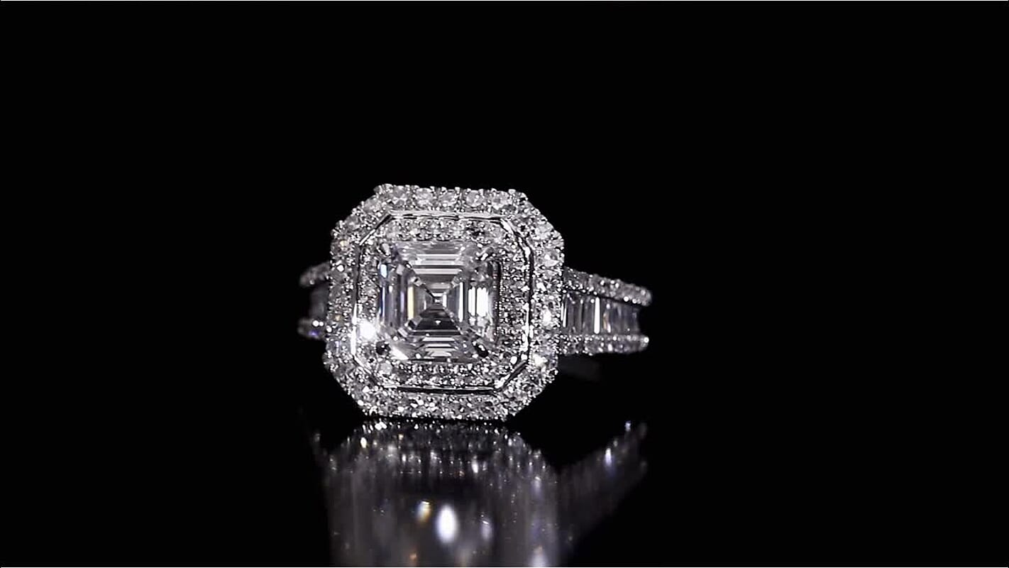 950 Platinum Asscher Cut Luxuriant Lab Grown Diamond (E-F, VS) Ring (Size 6.0) 3.00 ctw