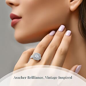 IGI Certified Asscher Cut Luxuriant Lab Grown Diamond E-F VS 3.00 ctw Ring in 950 Platinum (Size 6.0)